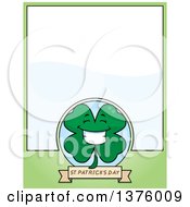 Clipart Of A Happy Four Leaf Clover Character Page Border Royalty Free Vector Illustration by Cory Thoman