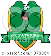 Poster, Art Print Of St Patricks Day Four Leaf Clover Character Shield