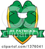Poster, Art Print Of Happy Four Leaf Clover Character Shield