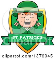 Clipart Of A Red Haired Irish St Patricks Day Boy Shield Royalty Free Vector Illustration by Cory Thoman