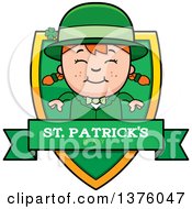 Clipart Of A Red Haired Irish St Patricks Day Girl Shield Royalty Free Vector Illustration