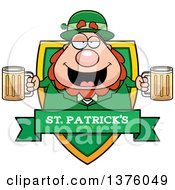 Clipart Of A Happy St Patricks Day Leprechaun Shield Royalty Free Vector Illustration by Cory Thoman