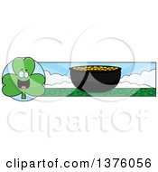 Poster, Art Print Of Happy Shamrock Mascot And Pot Of Gold Banner