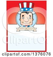 Clipart Of A Block Headed White Man Uncle Sam Page Border Royalty Free Vector Illustration