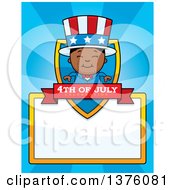 Clipart Of A Patriotic Fourth Of July Black Boy Page Border Royalty Free Vector Illustration
