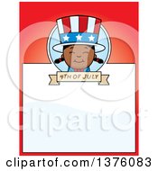 Clipart Of A Patriotic Fourth Of July Black Girl Page Border Royalty Free Vector Illustration