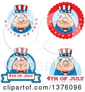 Clipart Of Badges Of A Chubby Young Fourth Of July Uncle Sam Royalty Free Vector Illustration