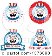 Clipart Of Badges Of A Chubby Fourth Of July Uncle Sam Royalty Free Vector Illustration