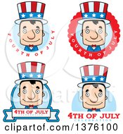 Clipart Of Badges Of A Block Headed White Man Uncle Sam Royalty Free Vector Illustration