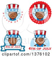 Clipart Of Badges Of A Patriotic Fourth Of July Black Boy Royalty Free Vector Illustration