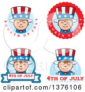 Clipart Of Badges Of A Patriotic Fourth Of July White Boy Royalty Free Vector Illustration