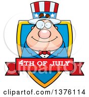 Clipart Of A Chubby Young Fourth Of July Uncle Sam Shield Royalty Free Vector Illustration
