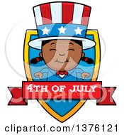 Clipart Of A Patriotic Fourth Of July Black Girl Shield Royalty Free Vector Illustration by Cory Thoman