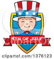 Clipart Of A Patriotic Fourth Of July White Boy Shield Royalty Free Vector Illustration by Cory Thoman