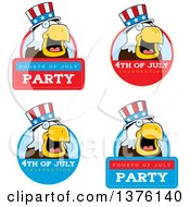 Clipart Of Badges Of A Bald Eagle 4th Of July Uncle Sam Royalty Free Vector Illustration