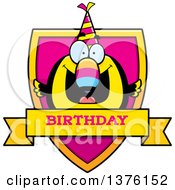 Poster, Art Print Of Happy Birthday Toucan Wearing A Party Hat Shield