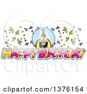 Poster, Art Print Of Happy Birthday Toucan Wearing A Party Hat With Text
