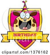 Poster, Art Print Of Happy Birthday Dog Wearing A Party Hat Shield