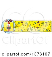 Poster, Art Print Of Birthday Gift Character And Confetti Banner