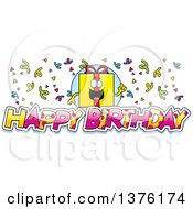 Birthday Gift Character With Confetti And Text