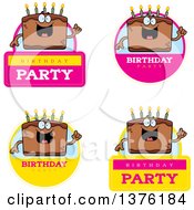 Poster, Art Print Of Badges Of A Chocolate Birthday Cake Character
