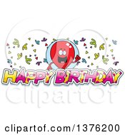 Red Party Balloon Character With Confetti And Text