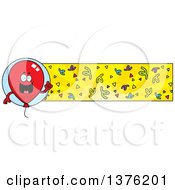 Poster, Art Print Of Red Party Balloon Character And Confetti Banner