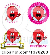 Poster, Art Print Of Badges Of A Red Party Balloon Character