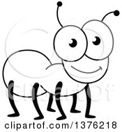 Clipart Of A Black And White Happy Ant Royalty Free Vector Illustration by Vector Tradition SM