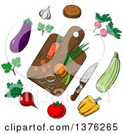 Cutting Board And Vegetables