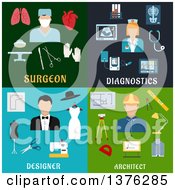 Clipart Of Flat Surgeon Diagnostics Designer And Architect Designs Royalty Free Vector Illustration