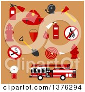 Poster, Art Print Of Flat Fire Department Designs On Tan