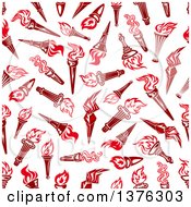Clipart Of A Seamless Pattern Background Of Red Torches Royalty Free Vector Illustration