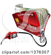 Poster, Art Print Of Credit Card Wallet With Cash Money And A Fuel Nozzle