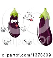 Poster, Art Print Of Cartoon Face Hands And Eggplants