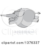 Clipart Of A Cartoon Elephant Leaping And Running Scared Royalty Free Vector Illustration by djart