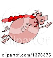 Cartoon Chubby Pig Super Hero Flying