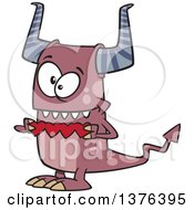 Poster, Art Print Of Cartoon Valentine Monster Holding A String Of Red Paper Hearts
