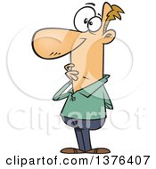 Clipart Of A Cartoon Caucasian Man Thinking And Trying To Make A Decision Royalty Free Vector Illustration