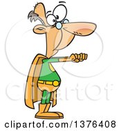 Clipart Of A Cartoon Caucasian Super Hero Grandpa Standing With His Arms Out Royalty Free Vector Illustration