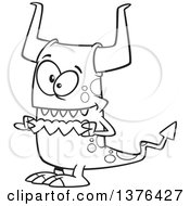 Poster, Art Print Of Cartoon Black And White Valentine Monster Holding A String Of Paper Hearts