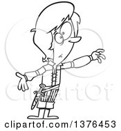 Clipart Of A Cartoon Black And White Thespian Man Playing Romeo Royalty Free Vector Illustration