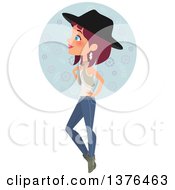 Happy Blue Eyed Red Haired Caucasian Boho Chic Woman In Profile