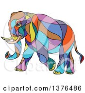 Poster, Art Print Of Colorful Mosaic Walking Elephant