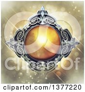 Poster, Art Print Of Metal And Amber Emblem On A Magical Background