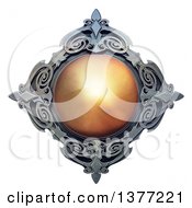 Poster, Art Print Of Metal And Amber Emblem On A White Background