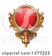 Clipart Of A Ruby And Gold Emblem On A White Background Royalty Free Illustration