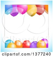Poster, Art Print Of Background Of 3d Colorful Party Balloons And Text Space With A Gradient Blue Border