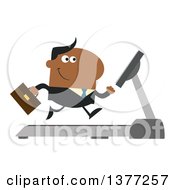 Poster, Art Print Of Cartoon Black Business Man Running On A Treadmill