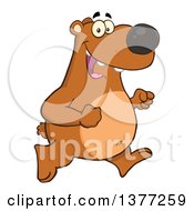 Poster, Art Print Of Cartoon Happy Brown Bear Running Upright